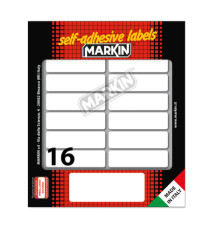 Etichette adesive - in carta - permanenti - 56 x 16 mm - 16 et/fg - 10 fogli - bianco - Markin