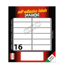Etichette adesive - in carta - permanenti - 56 x 16 mm - 16 et/fg - 10 fogli - bianco - Markin