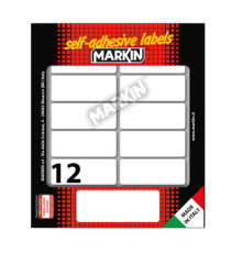 Etichette adesive - in carta - permanenti - 56 x 22 mm - 12 et/fg - 10 fogli - bianco - Markin Etichette adesive - in carta - permanenti - 56 x 22 mm - 12 et/fg - 10 fogli - bianco - Markin