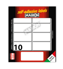 Etichette adesive - in carta - permanenti - 56 x 26 mm - 10 et/fg - 10 fogli - bianco - Markin Etichette adesive - in carta - permanenti - 56 x 26 mm - 10 et/fg - 10 fogli - bianco - Markin
