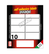 Etichette adesive - in carta - permanenti - 56 x 26 mm - 10 et/fg - 10 fogli - bianco - Markin Etichette adesive - in carta - permanenti - 56 x 26 mm - 10 et/fg - 10 fogli - bianco - Markin