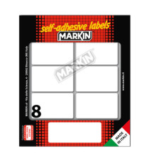 Etichette adesive - in carta - permanenti - 56 x 34 mm - 8 et/fg - 10 fogli - bianco - Markin Etichette adesive - in carta - permanenti - 56 x 34 mm - 8 et/fg - 10 fogli - bianco - Markin