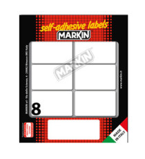 Etichette adesive - in carta - permanenti - 56 x 34 mm - 8 et/fg - 10 fogli - bianco - Markin Etichette adesive - in carta - permanenti - 56 x 34 mm - 8 et/fg - 10 fogli - bianco - Markin