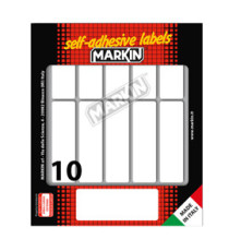 Etichette adesive - in carta - permanenti - 70 x 20 mm - 10 et/fg - 10 fogli - bianco - Markin Etichette adesive - in carta - permanenti - 70 x 20 mm - 10 et/fg - 10 fogli - bianco - Markin