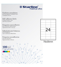 Etichette adesive - in carta - permanenti - 70 x 35 mm - 24 et/fg - 100 fogli - bianco - Starline Etichette adesive - in carta - permanenti - 70 x 35 mm - 24 et/fg - 100 fogli - bianco - Starline