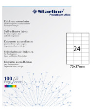 Etichette adesive - in carta - permanenti - 70 x 37 mm - 24 et/fg - 100 fogli - bianco - Starline