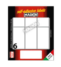 Etichette adesive - in carta - permanenti - 70 x 37 mm - 6 et/fg - 10 fogli - bianco - Markin Etichette adesive - in carta - permanenti - 70 x 37 mm - 6 et/fg - 10 fogli - bianco - Markin