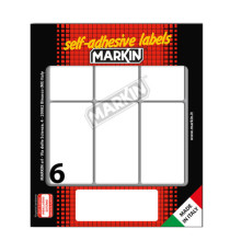 Etichette adesive - in carta - permanenti - 70 x 37 mm - 6 et/fg - 10 fogli - bianco - Markin Etichette adesive - in carta - permanenti - 70 x 37 mm - 6 et/fg - 10 fogli - bianco - Markin