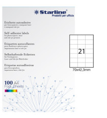 Etichette adesive - in carta - permanenti - 70 x 42,3 mm - 21 et/fg - 100 fogli - bianco - Starline Etichette adesive - in carta - permanenti - 70 x 42,3 mm - 21 et/fg - 100 fogli - bianco - Starline