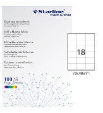 Etichette adesive - in carta - permanenti - 70 x 48 mm - 18 et/fg - 100 fogli - bianco - Starline