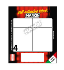 Etichette adesive - in carta - permanenti - 70 x 56 mm - 4 et/fg - 10 fogli - bianco - Markin Etichette adesive - in carta - permanenti - 70 x 56 mm - 4 et/fg - 10 fogli - bianco - Markin