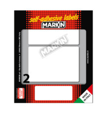 Etichette adesive - in carta - permanenti - 95 x 66 mm - 2 et/fg - 10 fogli - bianco - Markin Etichette adesive - in carta - permanenti - 95 x 66 mm - 2 et/fg - 10 fogli - bianco - Markin