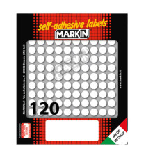 Etichette adesive - in carta - permanenti - diametro 10 mm - 120 et/fg - 10 fogli - bianco - Markin Etichette adesive - in carta - permanenti - diametro 10 mm - 120 et/fg - 10 fogli - bianco - Markin