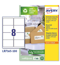 Etichette adesive - in carta riciclata - angoli arrotondati - permanenti - 99,1 x 67,7 mm - 8 et/fg - 100 fogli - bianco Etichette adesive - in carta riciclata - angoli arrotondati - permanenti - 99,1 x 67,7 mm - 8 et/fg - 100 fogli - bianco