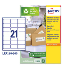 Etichette adesive - in carta riciclata - permanenti - 63,5 x 38,1 mm - 21 et/fg - 100 fogli - bianco - Avery Etichette adesive - in carta riciclata - permanenti - 63,5 x 38,1 mm - 21 et/fg - 100 fogli - bianco - Avery