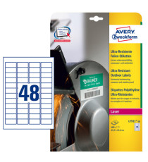 Etichette adesive - in PE - laser - permanenti - 45,7 x 21,2 mm - 48 et/fg - 10 fogli - bianco - Avery Etichette adesive - in PE - laser - permanenti - 45,7 x 21,2 mm - 48 et/fg - 10 fogli - bianco - Avery