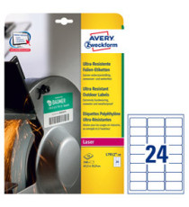 Etichette adesive - in PE - laser - permanenti - 63,5 x 33,9 mm - 24 et/fg - 10 fogli - bianco - Avery Etichette adesive - in PE - laser - permanenti - 63,5 x 33,9 mm - 24 et/fg - 10 fogli - bianco - Avery