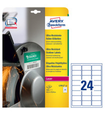 Etichette adesive - in PE - laser - permanenti - 63,5 x 33,9 mm - 24 et/fg - 10 fogli - bianco - Avery Etichette adesive - in PE - laser - permanenti - 63,5 x 33,9 mm - 24 et/fg - 10 fogli - bianco - Avery