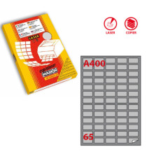 Etichette adesive A/400 - in carta - angoli arrotondati - laser - permanenti - 38,1 x 21,2 mm - 65 et/fg - 100 fogli - a Etichette adesive A/400 - in carta - angoli arrotondati - laser - permanenti - 38,1 x 21,2 mm - 65 et/fg - 100 fogli - a