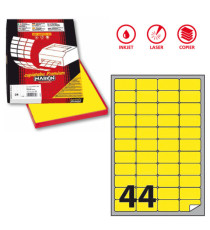 Etichette adesive A/406 - in carta - permanenti - 47,5 x 25,5 mm - 44 et/fg - 100 fogli - giallo fluo - Markin Etichette adesive A/406 - in carta - permanenti - 47,5 x 25,5 mm - 44 et/fg - 100 fogli - giallo fluo - Markin