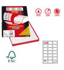 Etichette adesive A/410 - in carta - permanenti - 63,5 x 38,1 mm - 21 et/fg - 100 fogli - bianco - Markin Etichette adesive A/410 - in carta - permanenti - 63,5 x 38,1 mm - 21 et/fg - 100 fogli - bianco - Markin
