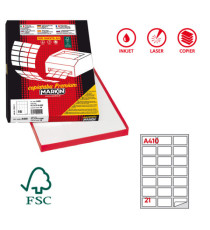Etichette adesive A/410 - in carta - permanenti - 63,5 x 38,1 mm - 21 et/fg - 100 fogli - bianco - Markin Etichette adesive A/410 - in carta - permanenti - 63,5 x 38,1 mm - 21 et/fg - 100 fogli - bianco - Markin