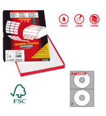 Etichette adesive A/462 - in carta - permanenti - diametro CD 117,5 mm - foro 41 mm - 2 et/fg - 100 fogli - bianco copre Etichette adesive A/462 - in carta - permanenti - diametro CD 117,5 mm - foro 41 mm - 2 et/fg - 100 fogli - bianco copre