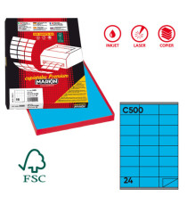 Etichette adesive C/500 - in carta - permanenti - 70 x 36 mm - 24 et/fg - 100 fogli - blu - Markin Etichette adesive C/500 - in carta - permanenti - 70 x 36 mm - 24 et/fg - 100 fogli - blu - Markin