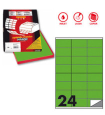 Etichette adesive C/500 - in carta - permanenti - 70 x 36 mm - 24 et/fg - 100 fogli - verde fluo - Markin Etichette adesive C/500 - in carta - permanenti - 70 x 36 mm - 24 et/fg - 100 fogli - verde fluo - Markin