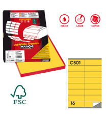 Etichette adesive C/501 - in carta - permanenti - 105 x 36 mm - 16 et/fg - 100 fogli - giallo - Markin