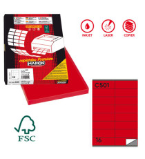 Etichette adesive C/501 - in carta - permanenti - 105 x 36 mm - 16 et/fg - 100 fogli - rosso - Markin Etichette adesive C/501 - in carta - permanenti - 105 x 36 mm - 16 et/fg - 100 fogli - rosso - Markin