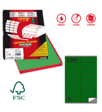 Etichette adesive C/501 - in carta - permanenti - 105 x 36 mm - 16 et/fg - 100 fogli - verde - Markin