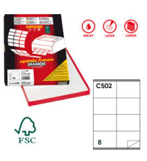 Etichette adesive C/502 - in carta - permanenti - 105 x 72 mm - 8 et/fg - 100 fogli - bianco - Markin