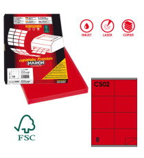 Etichette adesive C/502 - in carta - permanenti - 105 x 72 mm - 8 et/fg - 100 fogli - rosso - Markin Etichette adesive C/502 - in carta - permanenti - 105 x 72 mm - 8 et/fg - 100 fogli - rosso - Markin