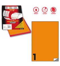 Etichette adesive C/503 - in carta - permanenti - 210 x 297 mm - 1 et/fg - 100 fogli - arancio fluo - Markin Etichette adesive C/503 - in carta - permanenti - 210 x 297 mm - 1 et/fg - 100 fogli - arancio fluo - Markin