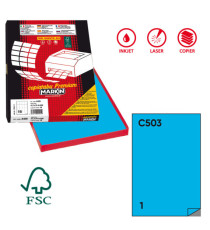 Etichette adesive C/503 - in carta - permanenti - 210 x 297 mm - 1 et/fg - 100 fogli - blu - Markin Etichette adesive C/503 - in carta - permanenti - 210 x 297 mm - 1 et/fg - 100 fogli - blu - Markin