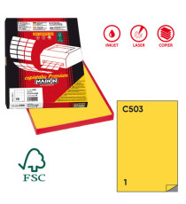 Etichette adesive C/503 - in carta - permanenti - 210 x 297 mm - 1 et/fg - 100 fogli - giallo - Markin Etichette adesive C/503 - in carta - permanenti - 210 x 297 mm - 1 et/fg - 100 fogli - giallo - Markin
