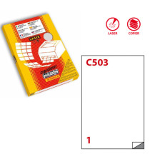 Etichette adesive C/503 - poliestere - laser - permanenti - 210 x 297 mm - 1 et/fg - 50 fogli - trasparente lucido - Mar Etichette adesive C/503 - poliestere - laser - permanenti - 210 x 297 mm - 1 et/fg - 50 fogli - trasparente lucido - Mar