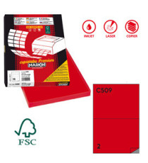 Etichette adesive C/509 - in carta - permanenti - 210 x 148,5 mm - 2 et/fg - 100 fogli - rosso - Markin Etichette adesive C/509 - in carta - permanenti - 210 x 148,5 mm - 2 et/fg - 100 fogli - rosso - Markin