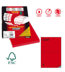 Etichette adesive C/509 - in carta - permanenti - 210 x 148,5 mm - 2 et/fg - 100 fogli - rosso - Markin Etichette adesive C/509 - in carta - permanenti - 210 x 148,5 mm - 2 et/fg - 100 fogli - rosso - Markin