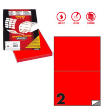 Etichette adesive C/509 - in carta - permanenti - 210 x 148,5 mm - 2 et/fg - 100 fogli - rosso fluo - Markin Etichette adesive C/509 - in carta - permanenti - 210 x 148,5 mm - 2 et/fg - 100 fogli - rosso fluo - Markin