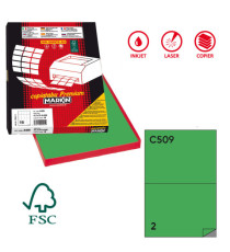 Etichette adesive C/509 - in carta - permanenti - 210 x 148,5 mm - 2 et/fg - 100 fogli - verde - Markin Etichette adesive C/509 - in carta - permanenti - 210 x 148,5 mm - 2 et/fg - 100 fogli - verde - Markin