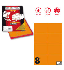 Etichette adesive C/512 - in carta - permanenti - 105 x 74,25 mm - 8 et/fg - 100 fogli - arancio fluo - Markin Etichette adesive C/512 - in carta - permanenti - 105 x 74,25 mm - 8 et/fg - 100 fogli - arancio fluo - Markin