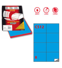 Etichette adesive C/512 - in carta - permanenti - 105 x 74,25 mm - 8 et/fg - 100 fogli - blu - Markin Etichette adesive C/512 - in carta - permanenti - 105 x 74,25 mm - 8 et/fg - 100 fogli - blu - Markin