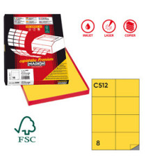 Etichette adesive C/512 - in carta - permanenti - 105 x 74,25 mm - 8 et/fg - 100 fogli - giallo - Markin