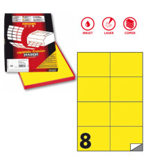 Etichette adesive C/512 - in carta - permanenti - 105 x 74,25 mm - 8 et/fg - 100 fogli - giallo fluo - Markin Etichette adesive C/512 - in carta - permanenti - 105 x 74,25 mm - 8 et/fg - 100 fogli - giallo fluo - Markin