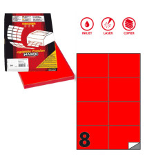 Etichette adesive C/512 - in carta - permanenti - 105 x 74,25 mm - 8 et/fg - 100 fogli - rosso fluo - Markin Etichette adesive C/512 - in carta - permanenti - 105 x 74,25 mm - 8 et/fg - 100 fogli - rosso fluo - Markin