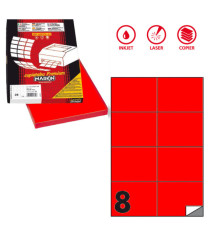 Etichette adesive C/512 - in carta - permanenti - 105 x 74,25 mm - 8 et/fg - 100 fogli - rosso fluo - Markin Etichette adesive C/512 - in carta - permanenti - 105 x 74,25 mm - 8 et/fg - 100 fogli - rosso fluo - Markin