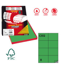 Etichette adesive C/512 - in carta - permanenti - 105 x 74,25 mm - 8 et/fg - 100 fogli - verde - Markin