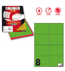 Etichette adesive C/512 - in carta - permanenti - 105 x 74,25 mm - 8 et/fg - 100 fogli - verde fluo - Markin Etichette adesive C/512 - in carta - permanenti - 105 x 74,25 mm - 8 et/fg - 100 fogli - verde fluo - Markin
